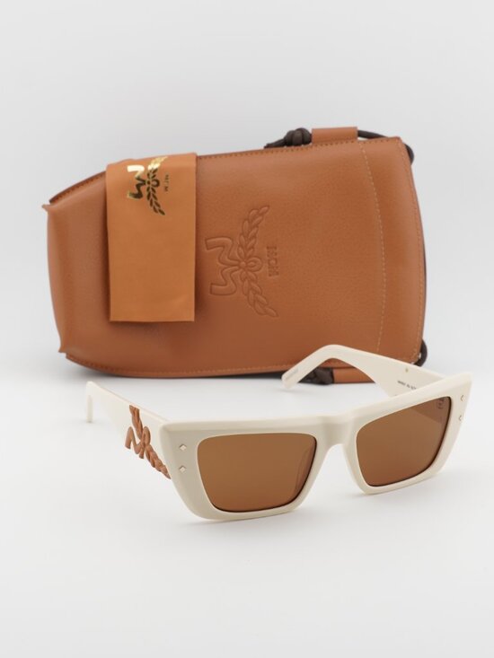 MCM MW0021 25J Cat Eye Sunglasses – White / Brown main image 7